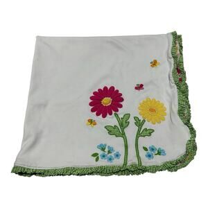 Gymboree Green Pink Floral Cotton Baby Blanket 2012